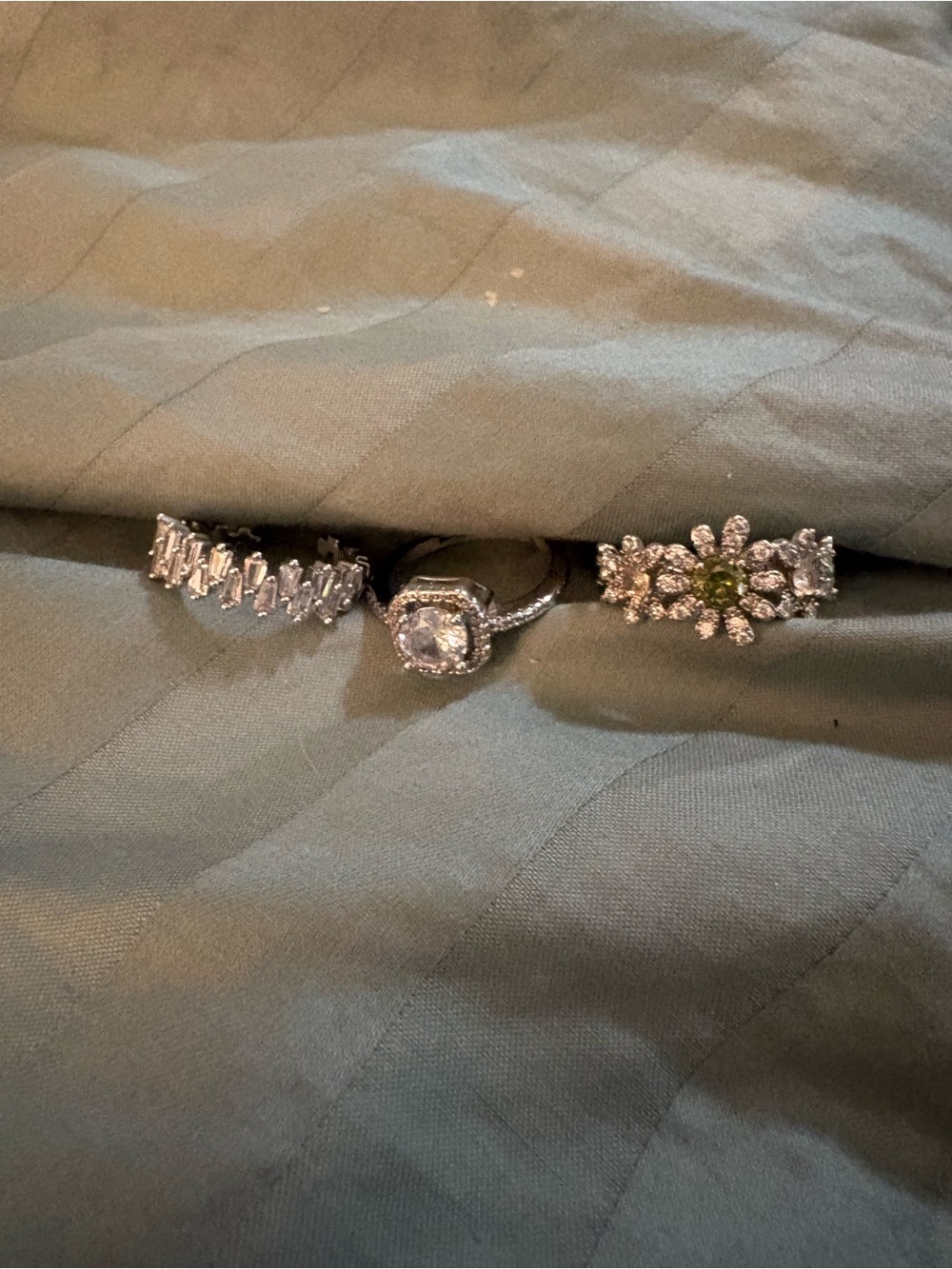 Silver & Clear Crystal Floral Ring - Women's Jewelry